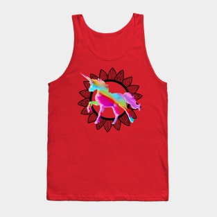 Rainbow unicorn Blk Iron Sunflower Tank Top